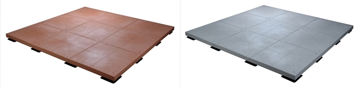 UDECX composite deck surface pads in grey and red